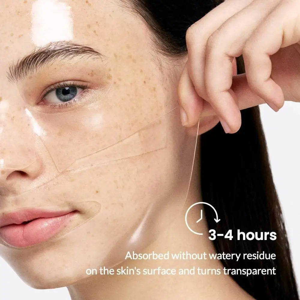 Biodance Bio-Collagen Real Deep Mask devine transparentă după utilizare, în aproximativ 3–4 ore