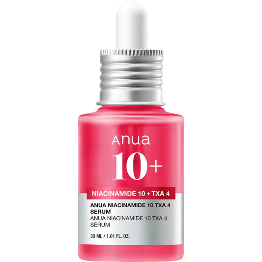 ANUA Niacinamide 10% + TXA 4% Serum 30 ml – flacon cu pipetă, pe fundal alb
