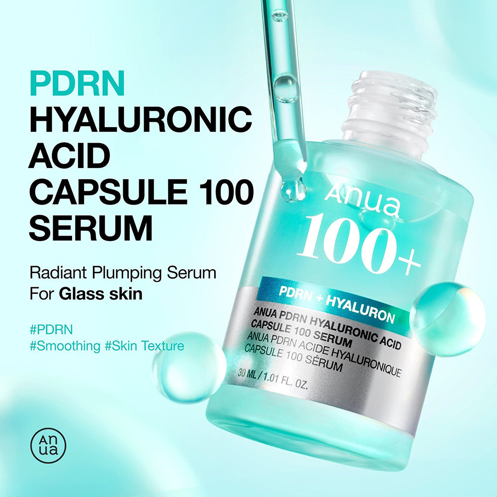 ANUA PDRN Hyaluronic Acid Capsule 100 Serum 30 ml – prezentarea flaconului și pipetei