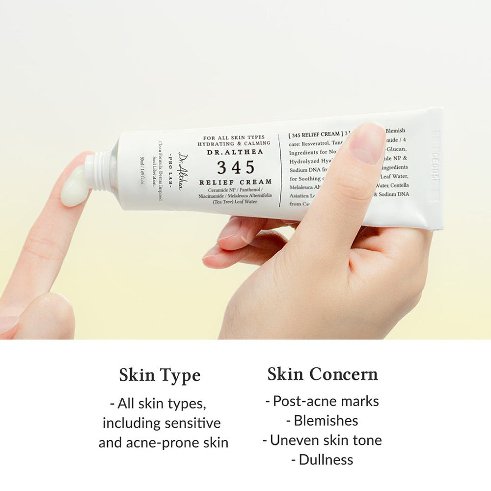 Dozarea cremei Dr. Althea 345 Relief Cream Renew 50 ml pe deget