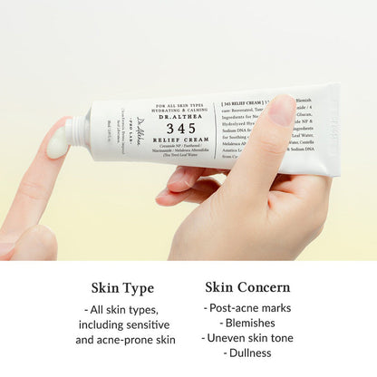 Dozarea cremei Dr. Althea 345 Relief Cream Renew 50 ml pe deget
